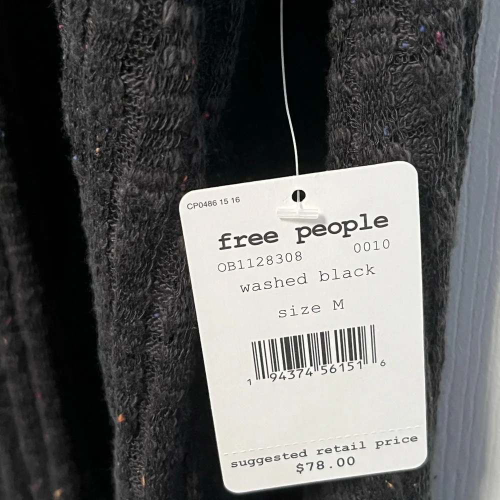 Free People Women's Baja Babe Hacci Knit Hooded Sweater Medium Vneck
